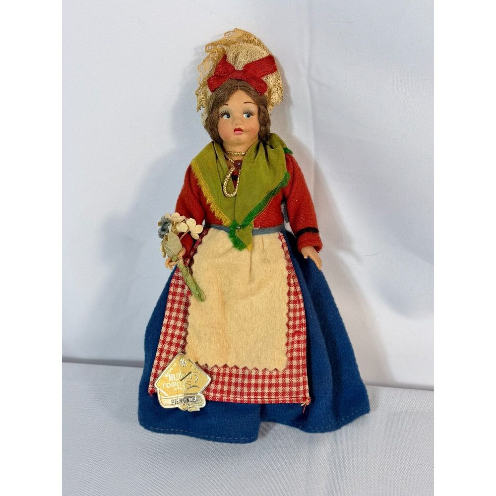 VTG 1950s Italian Souvenir Doll Folk Dress Magis Roma EUC Made in Italy Tag